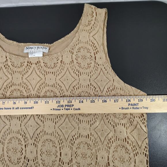 Nancy Bolen City Girl Petite Lace Vintage Tank Top Shirt Beige Large Y2K Boho - Picture 10 of 12